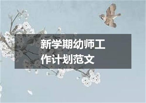 新学期幼师工作计划范文