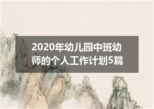 2020年幼儿园中班幼师的个人工作计划5篇