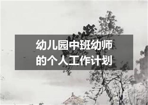 幼儿园中班幼师的个人工作计划