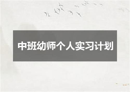中班幼师个人实习计划