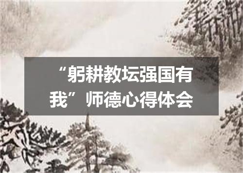“躬耕教坛强国有我”师德心得体会