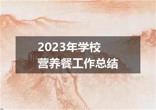 2023年学校营养餐工作总结