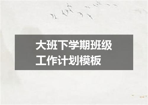 大班下学期班级工作计划模板
