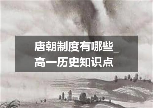 唐朝制度有哪些_高一历史知识点