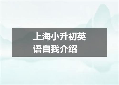上海小升初英语自我介绍