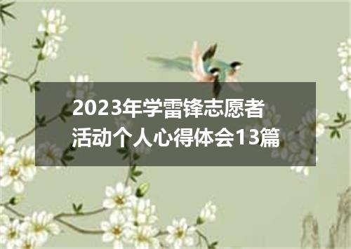 2023年学雷锋志愿者活动个人心得体会13篇