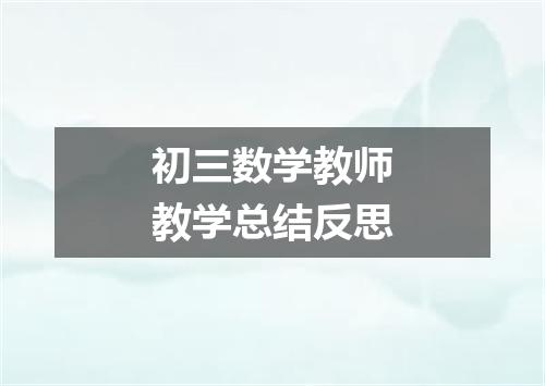 初三数学教师教学总结反思