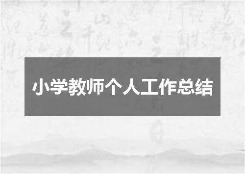 小学教师个人工作总结