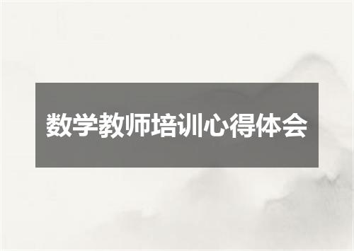 数学教师培训心得体会