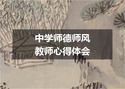 中学师德师风教师心得体会