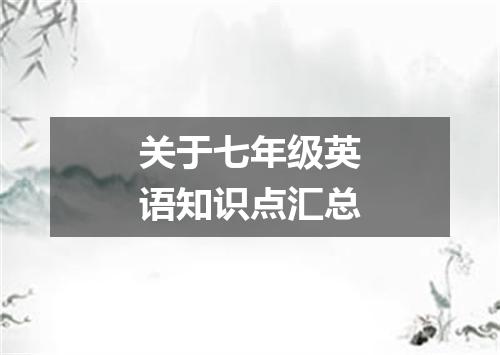 关于七年级英语知识点汇总