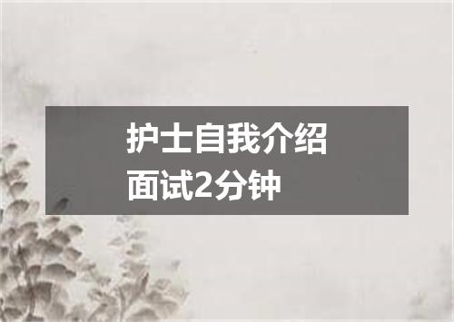 护士自我介绍面试2分钟