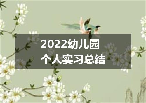 2022幼儿园个人实习总结