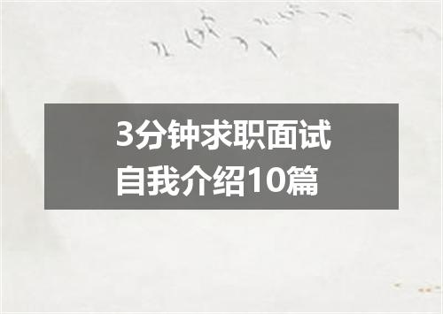 3分钟求职面试自我介绍10篇