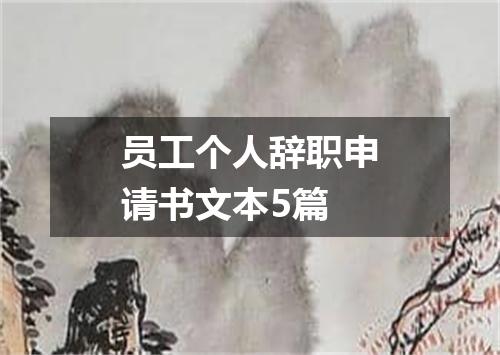 员工个人辞职申请书文本5篇