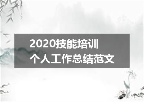 2020技能培训个人工作总结范文