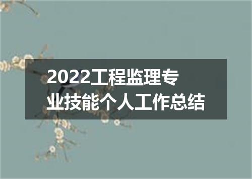 2022工程监理专业技能个人工作总结