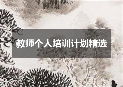 教师个人培训计划精选