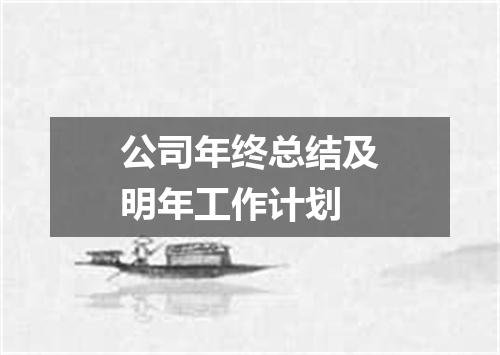 公司年终总结及明年工作计划