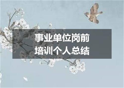 事业单位岗前培训个人总结