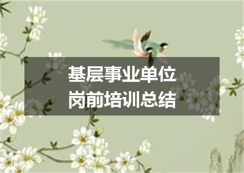 基层事业单位岗前培训总结