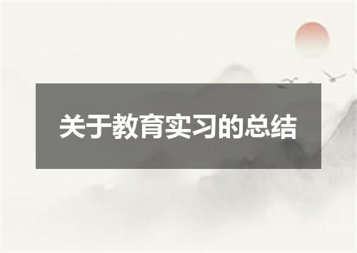 关于教育实习的总结