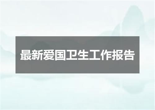 最新爱国卫生工作报告