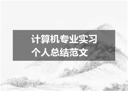 计算机专业实习个人总结范文