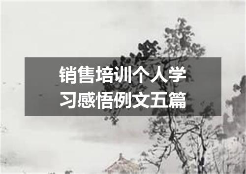 销售培训个人学习感悟例文五篇