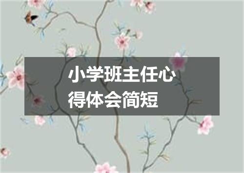 小学班主任心得体会简短