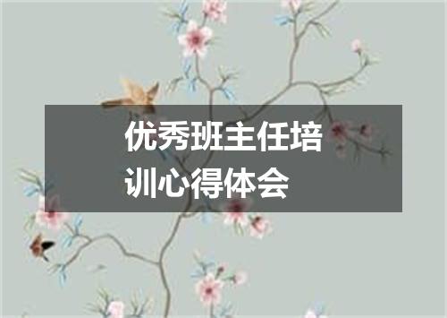 优秀班主任培训心得体会