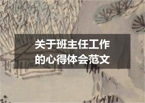 关于班主任工作的心得体会范文