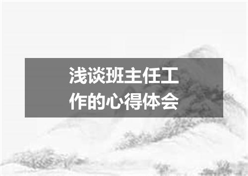 浅谈班主任工作的心得体会