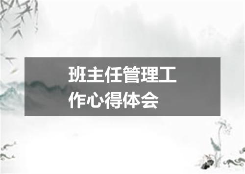 班主任管理工作心得体会