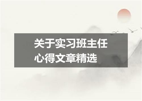 关于实习班主任心得文章精选