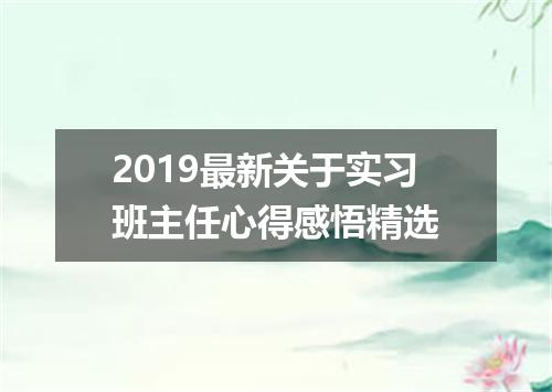 2019最新关于实习班主任心得感悟精选