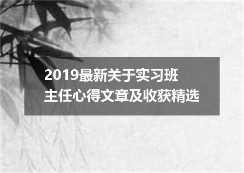 2019最新关于实习班主任心得文章及收获精选