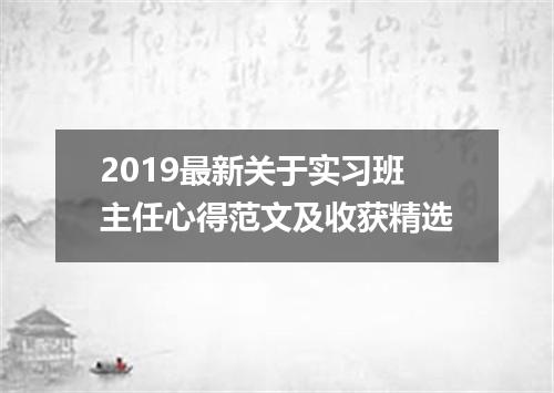 2019最新关于实习班主任心得范文及收获精选