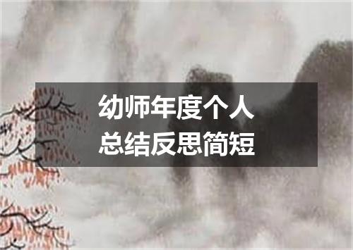 幼师年度个人总结反思简短