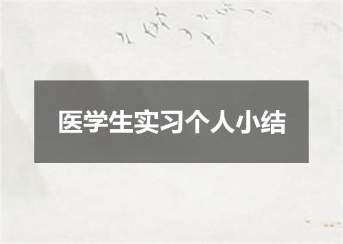 医学生实习个人小结