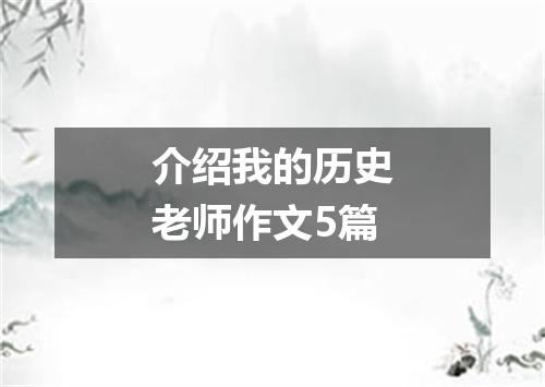 介绍我的历史老师作文5篇
