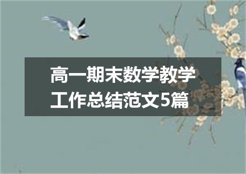 高一期末数学教学工作总结范文5篇