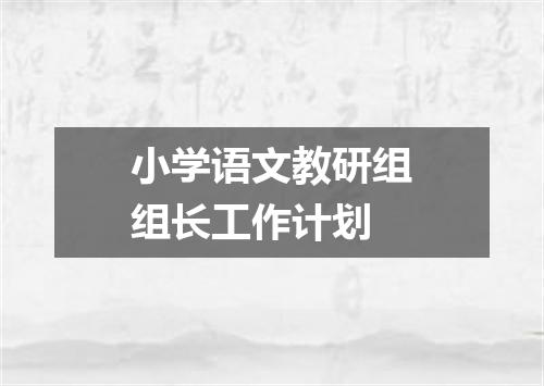 小学语文教研组组长工作计划