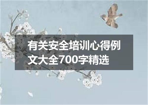 有关安全培训心得例文大全700字精选