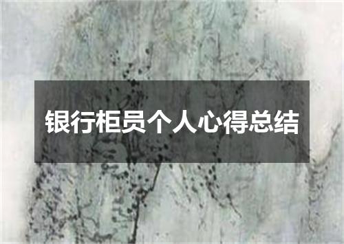 银行柜员个人心得总结