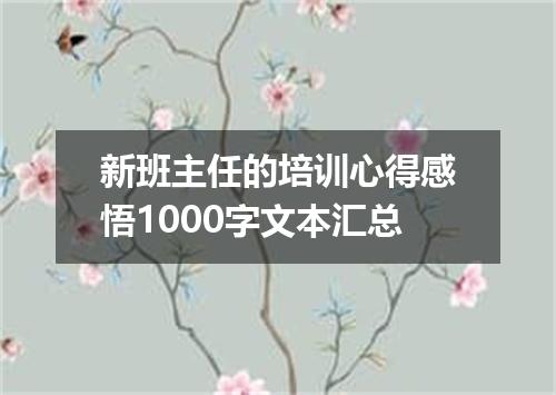 新班主任的培训心得感悟1000字文本汇总