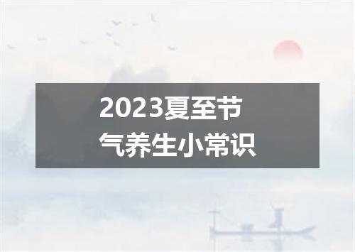 2023夏至节气养生小常识