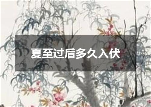 夏至过后多久入伏