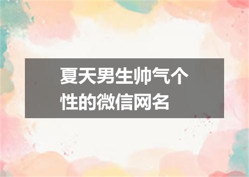 夏天男生帅气个性的微信网名