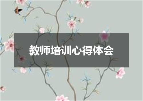 教师培训心得体会